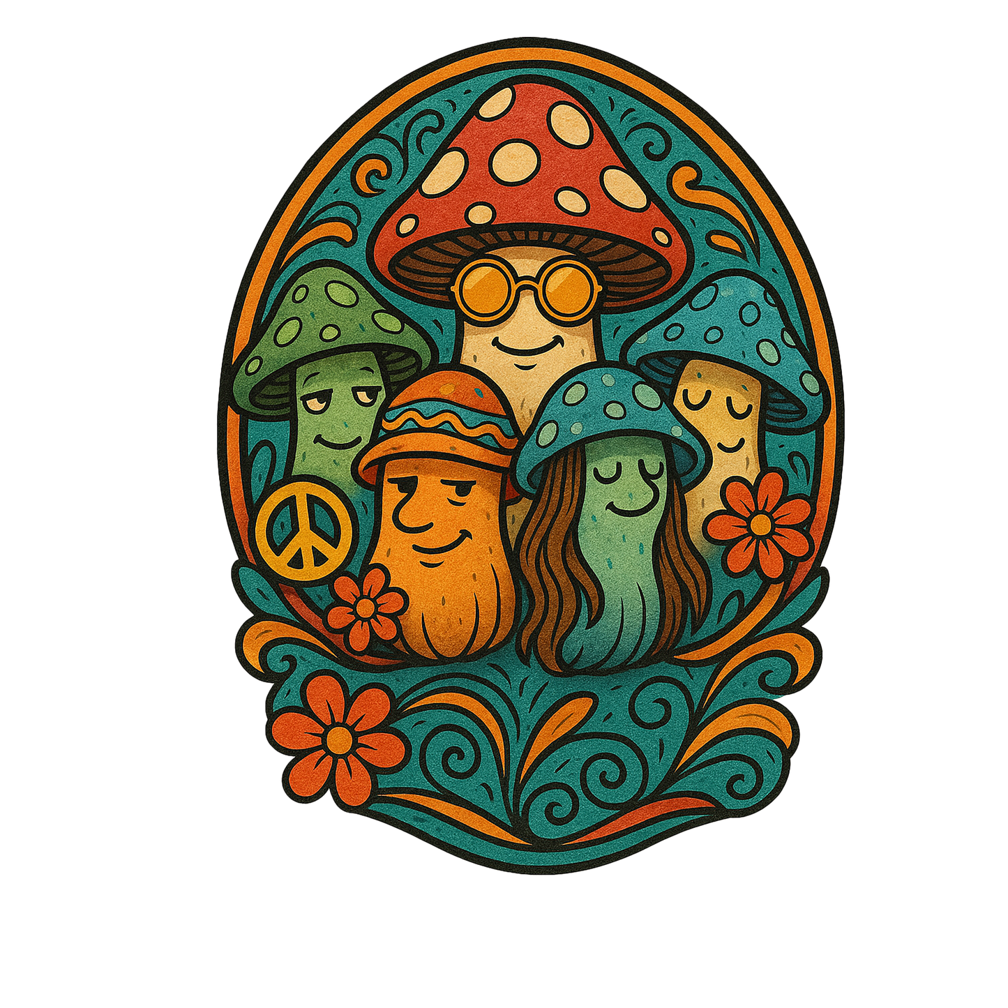 Hippie Mushroom Die-Cut Sticker